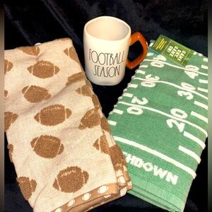 Football Season Mug and Football Kitchen Towels - 2 of each Pattern